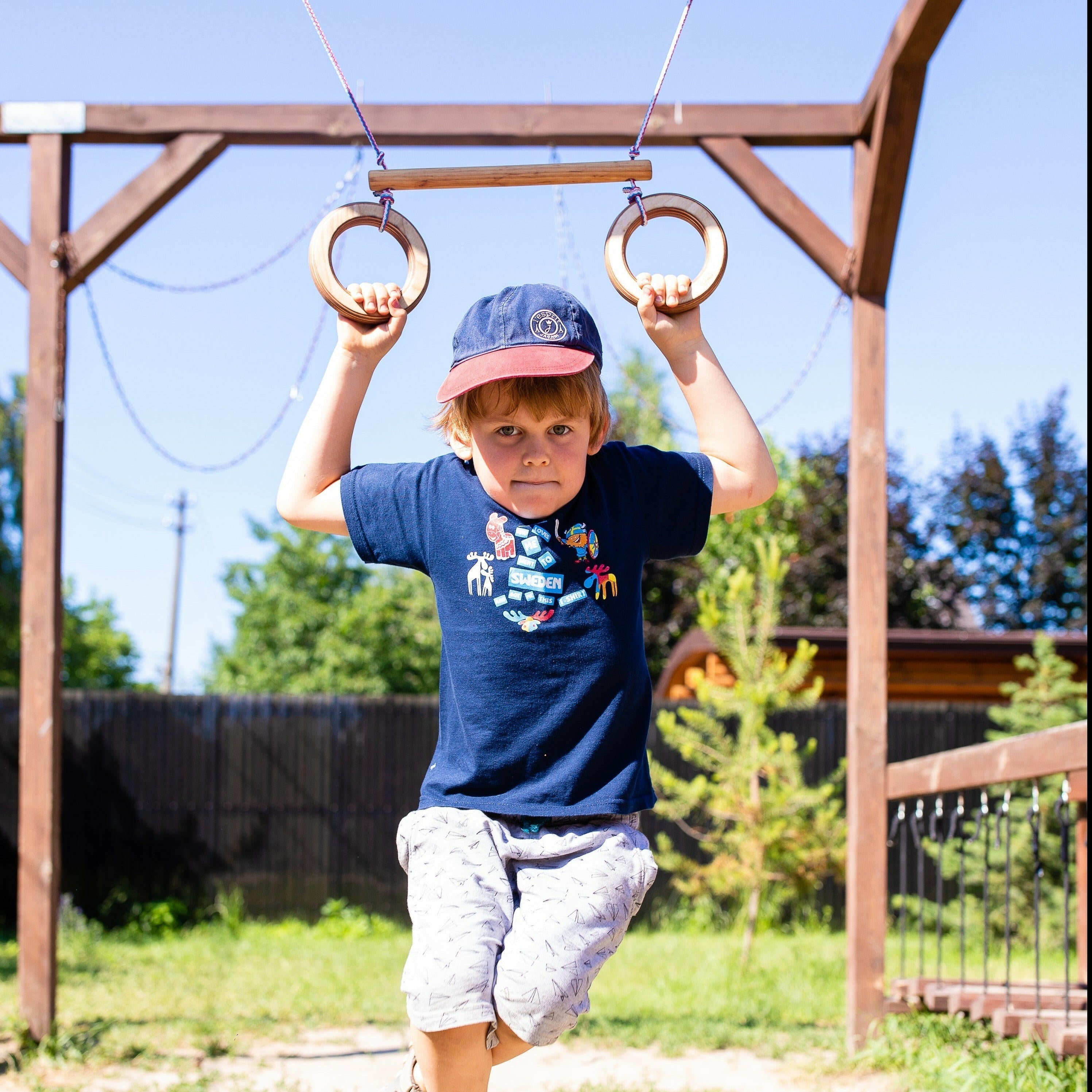 2in1 Swings Set: Disc rope swing + Trapeze bar with rings 2in1 Swing Set Goodevas