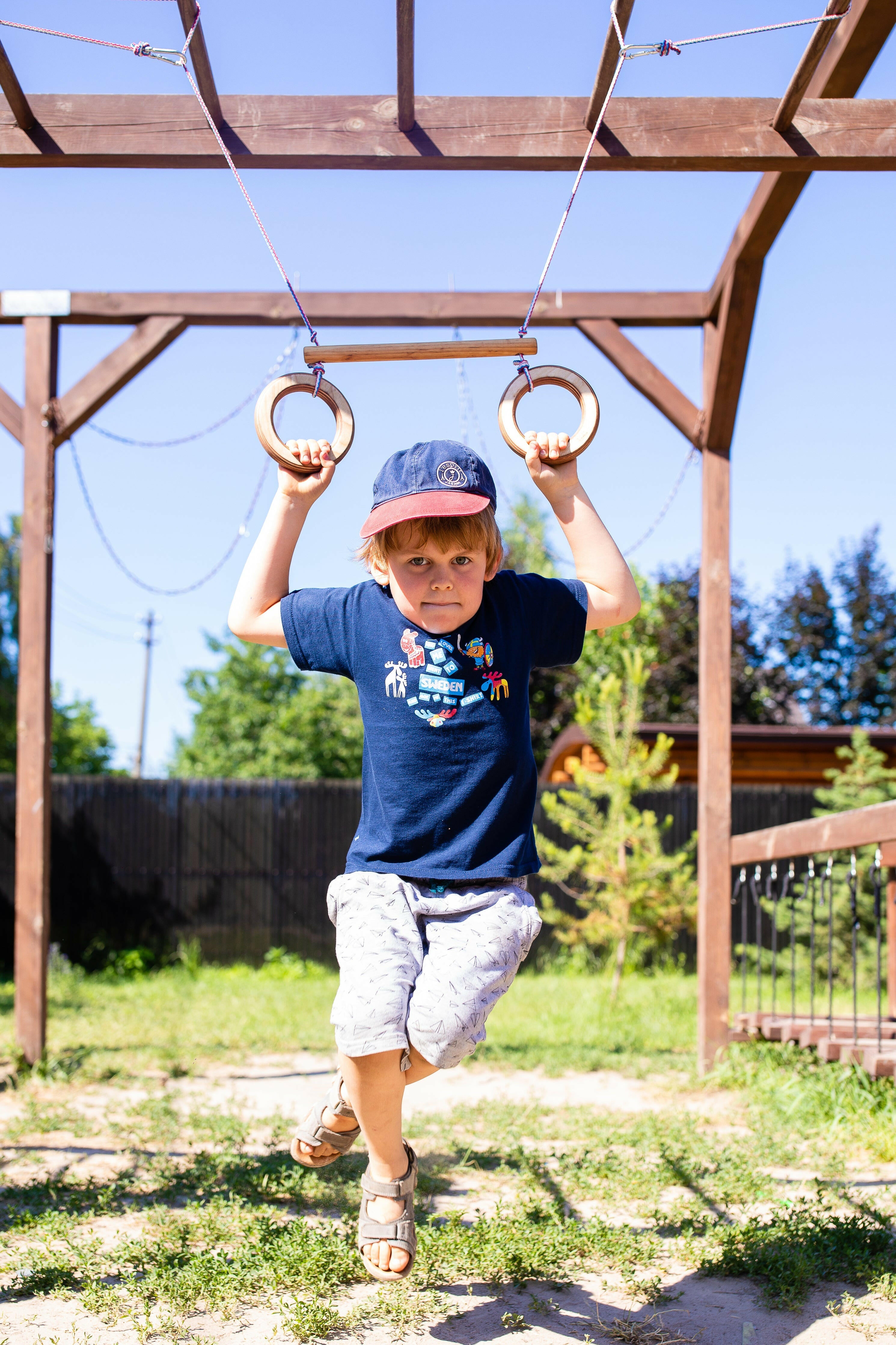 3in1 Swings Set: Rope swing + Trapeze bar with rings + Triangle rope ladder 3in1 Swing Set Goodevas
