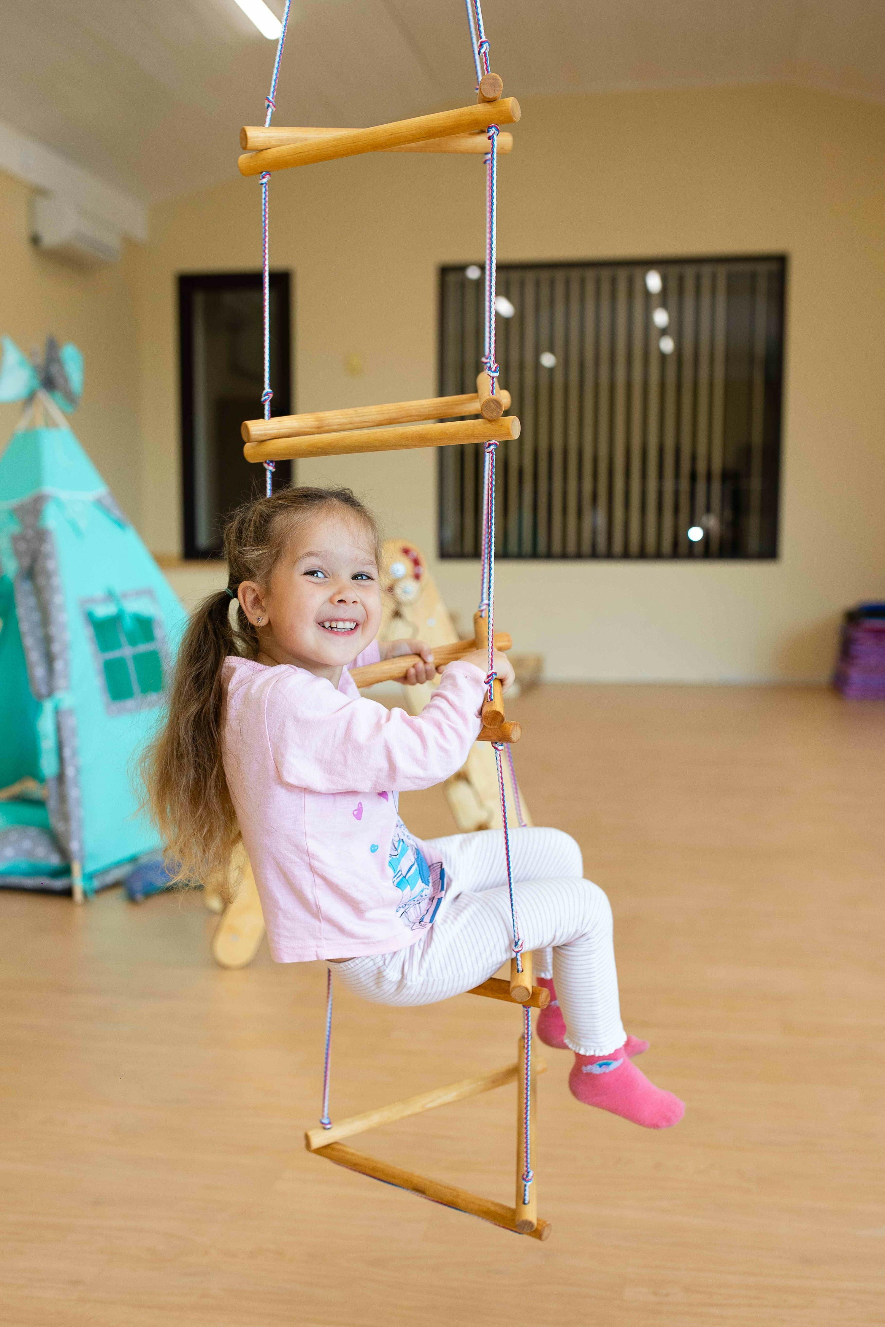 3in1 Swings Set: Rope swing + Trapeze bar with rings + Triangle rope ladder 3in1 Swing Set Goodevas