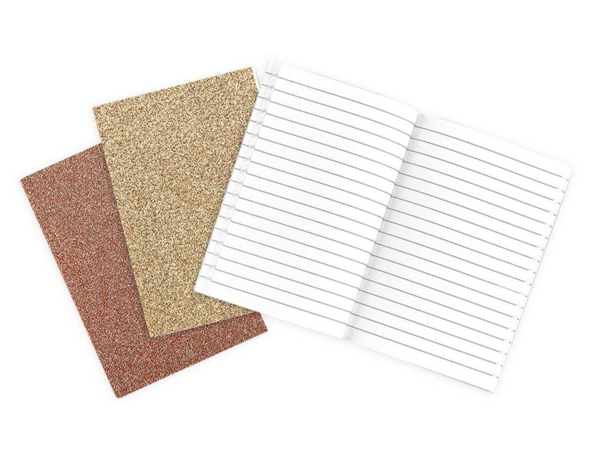 Oh My Glitter! Notebooks: Gold & Bronze - Set of 3 Art Supplies OOLY - Art & School Supplies
