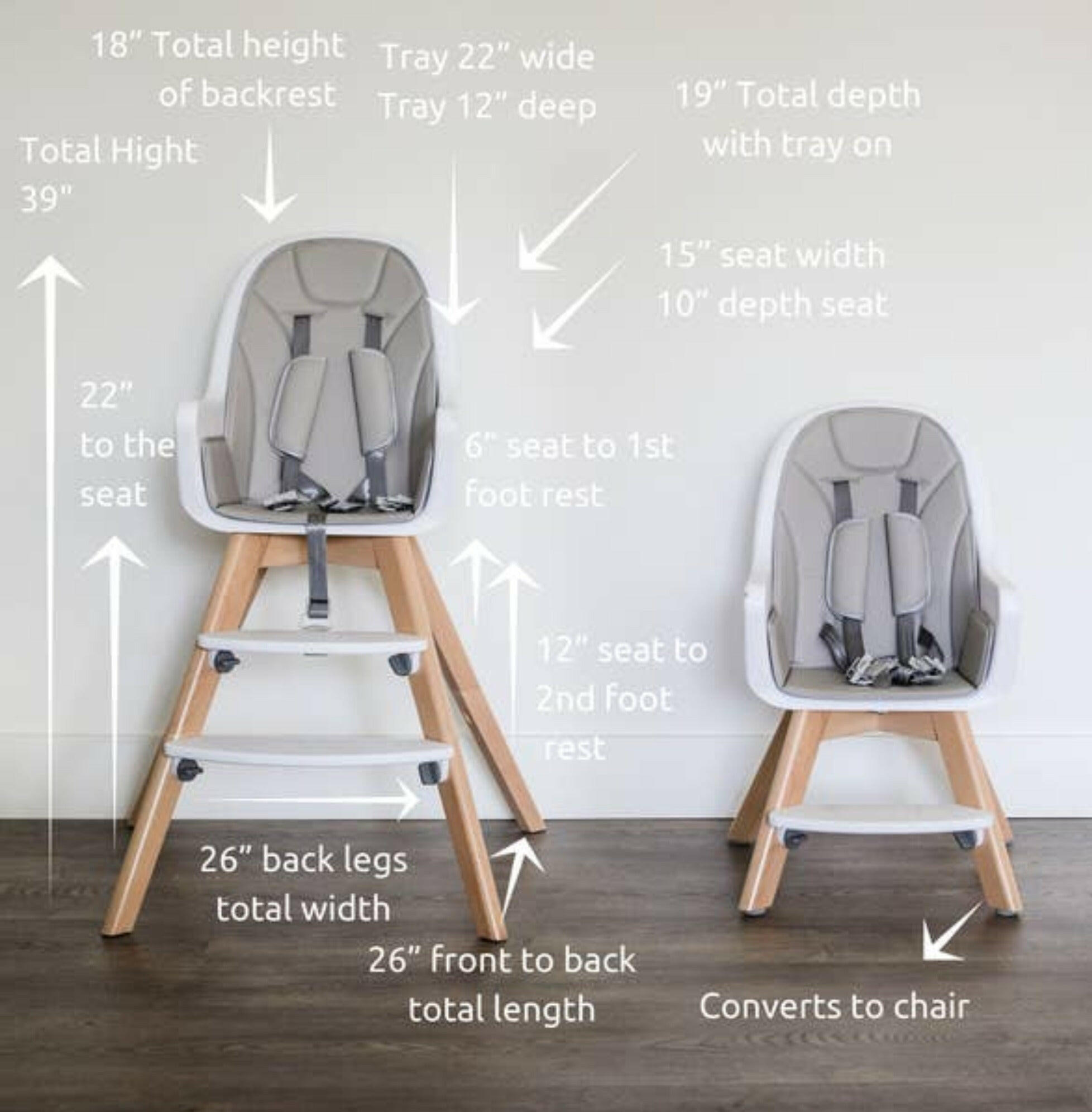 Modern Baby High Chair with Grey Pad Baby Highchairs Be Mindful