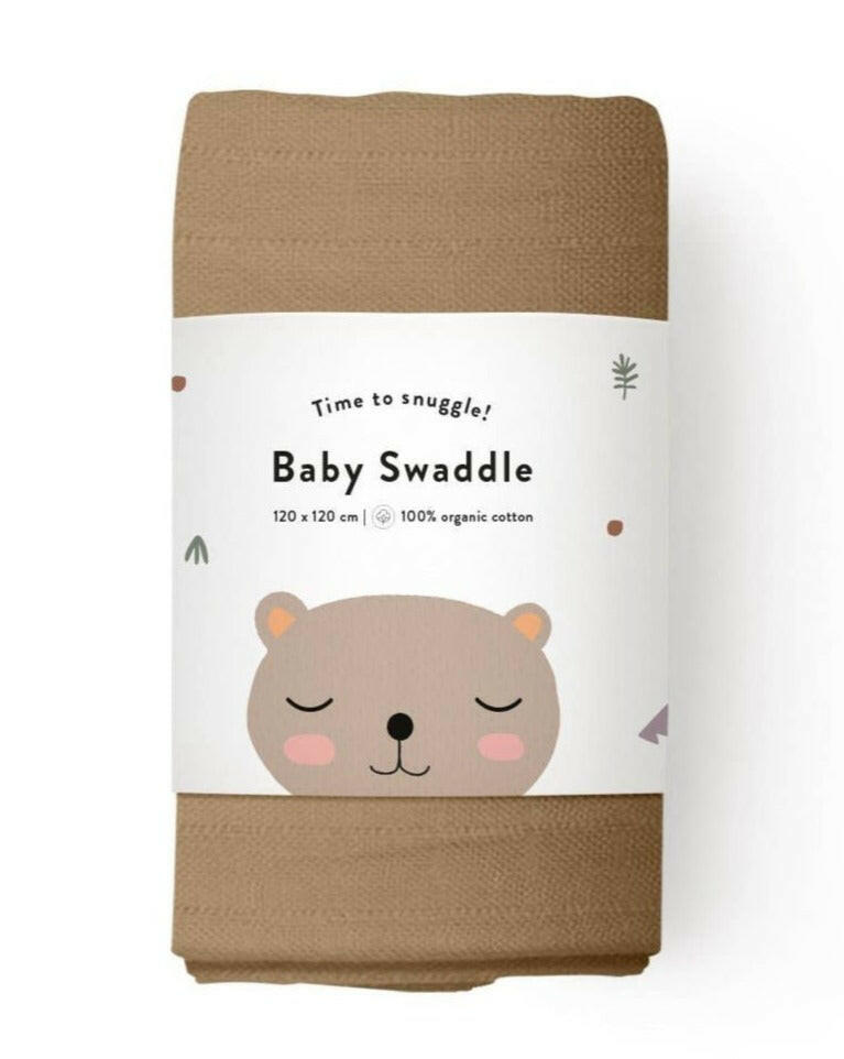 Organic Baby Swaddle Maxi — Brown Swaddle Little Otja