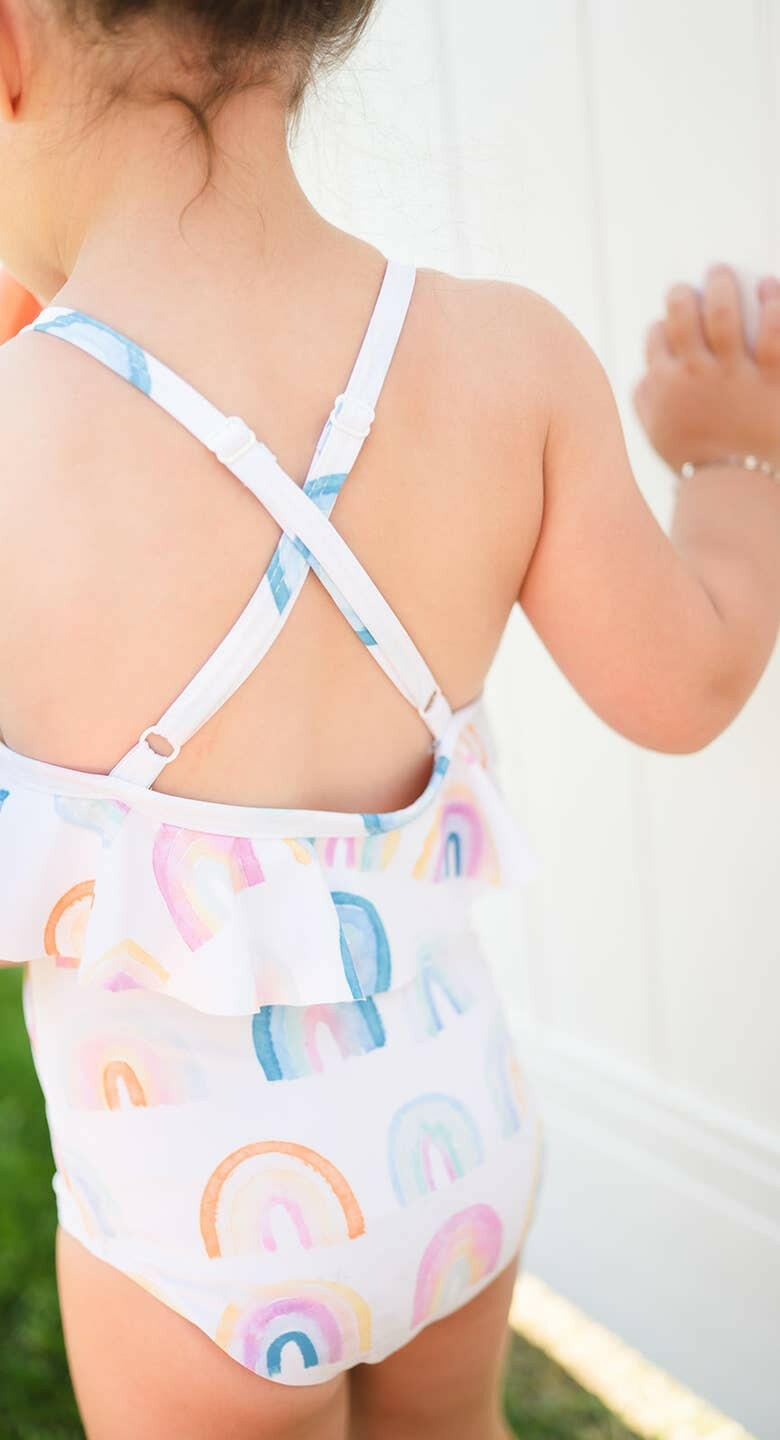 Makayla Swim in Watercolor Rainbow Ollie Jay
