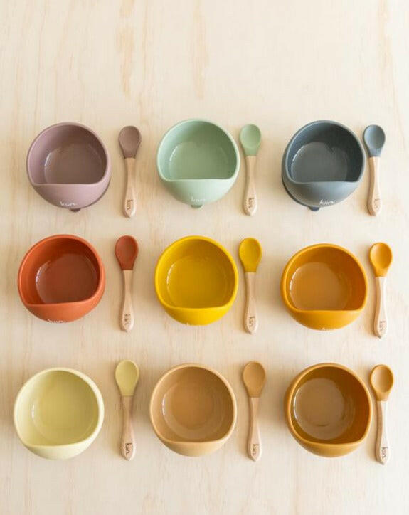 Silicone Bowl + Spoon Set Feeding Kiin Baby