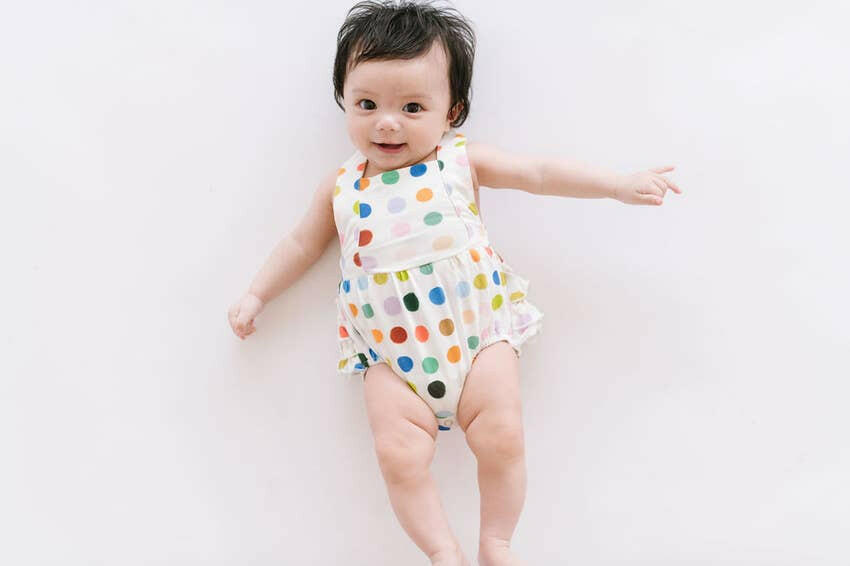 Isla Romper in Bold Dots romper Ollie Jay