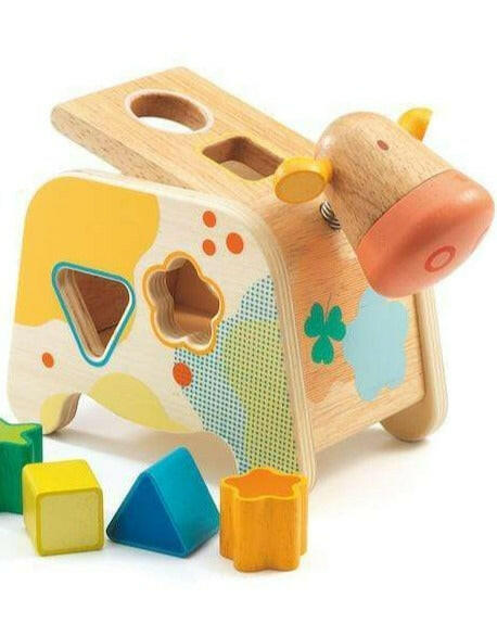 El Cashatou Cow Shape Sorter Baby Toys Djeco