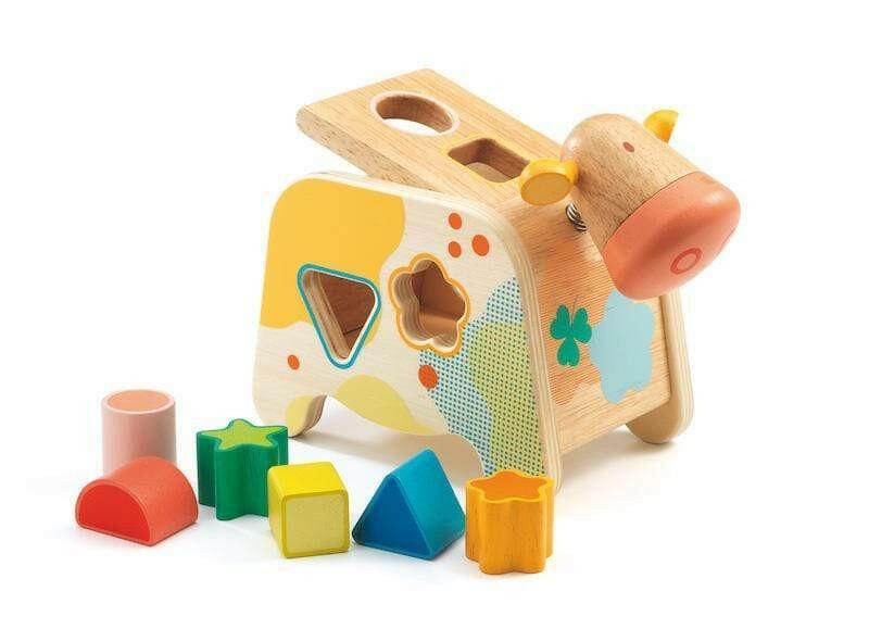 El Cashatou Cow Shape Sorter Baby Toys Djeco