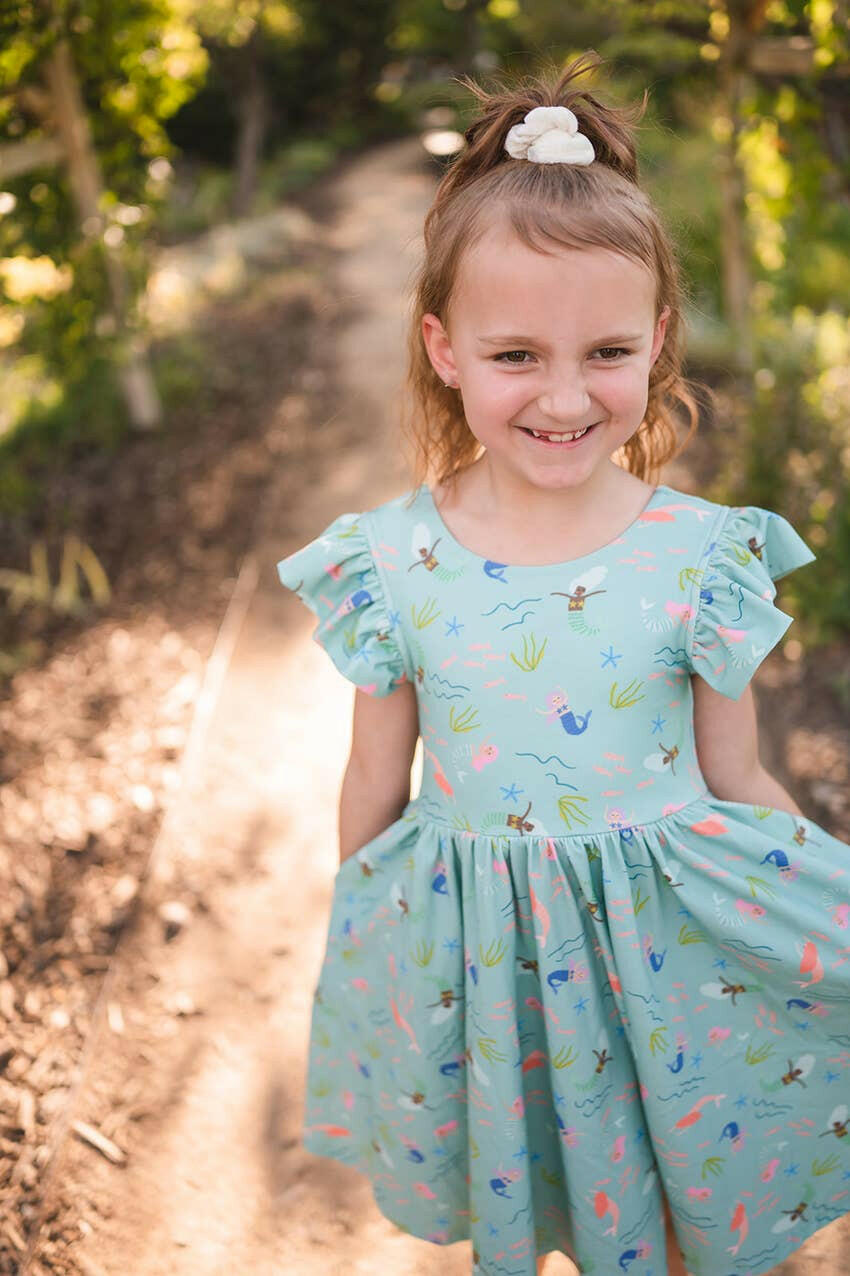 Olivia Dress in Mermaid Ollie Jay