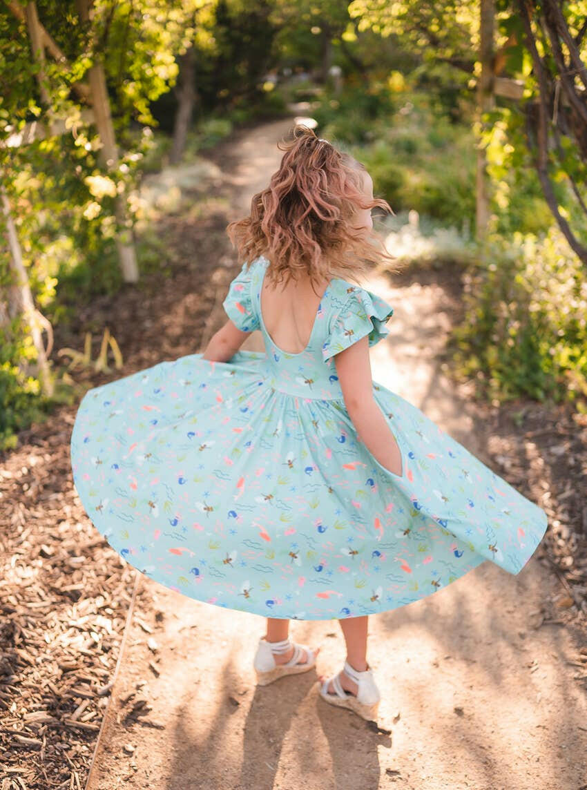 Olivia Dress in Mermaid Ollie Jay
