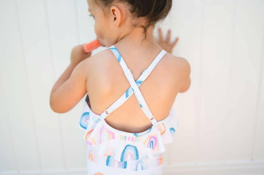 Makayla Swim in Watercolor Rainbow Ollie Jay