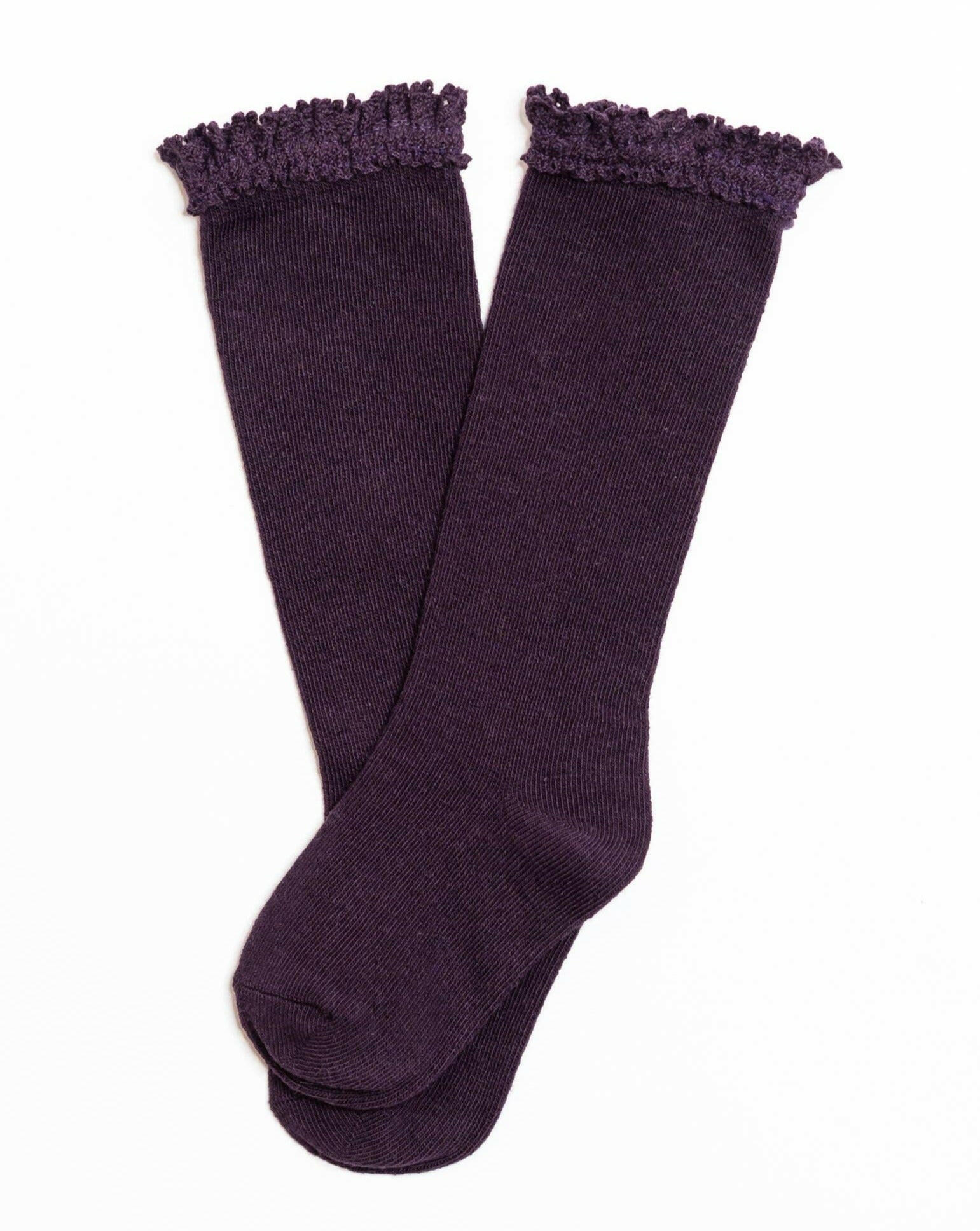 Eggplant Lace Top Knee Highs Socks Little Stocking Co
