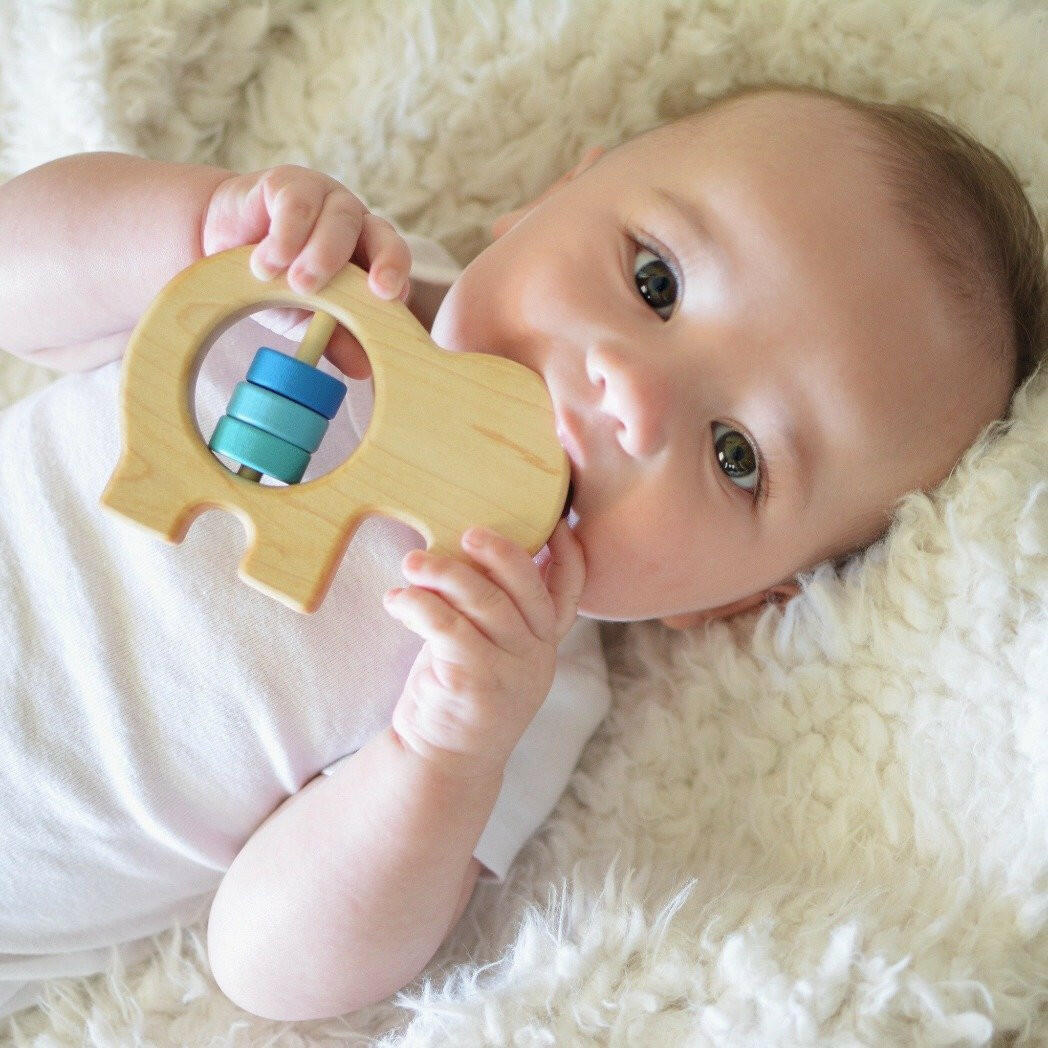 Elephant Wooden Baby Rattle Rattles Bannor Toys