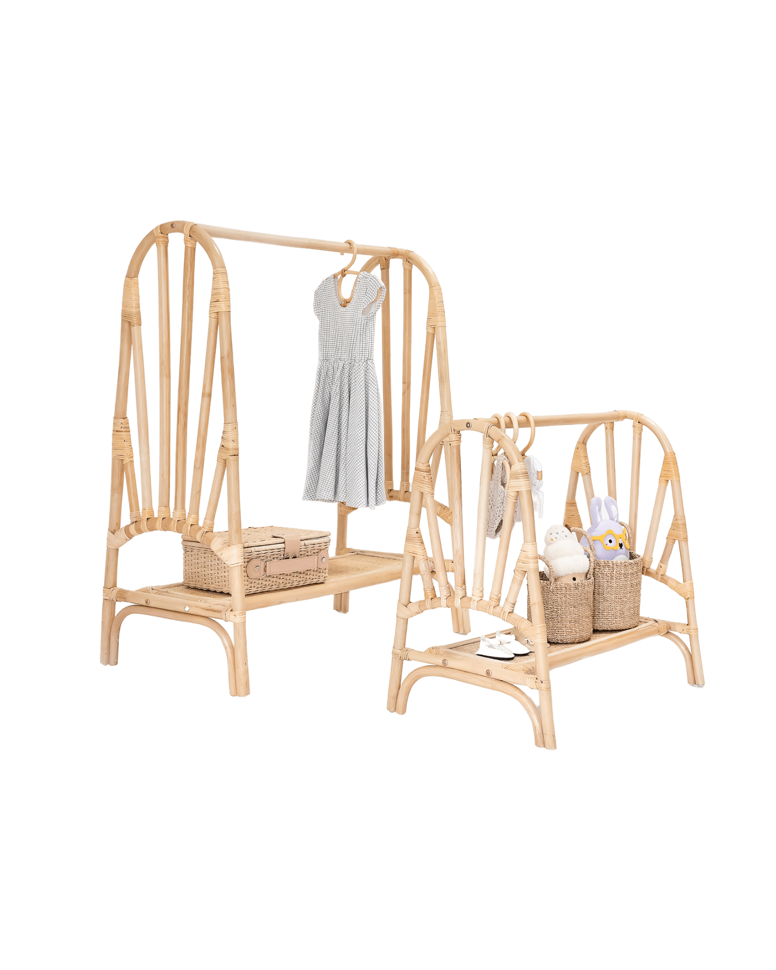 Kiara Mini Rattan Clothing Rack Doll Furniture Ellie & Becks Co.