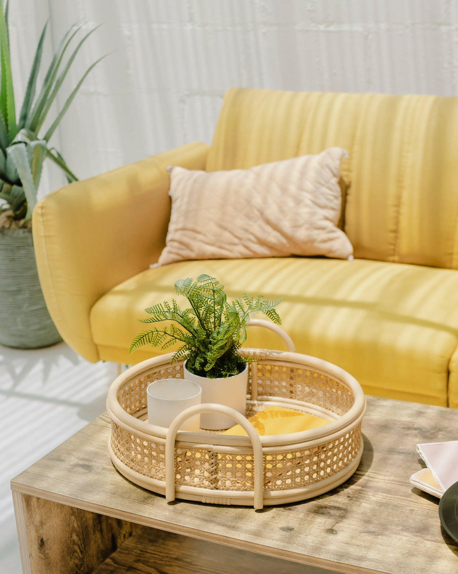 Rattan Full Size Serving Tray Organization Ellie & Becks Co.