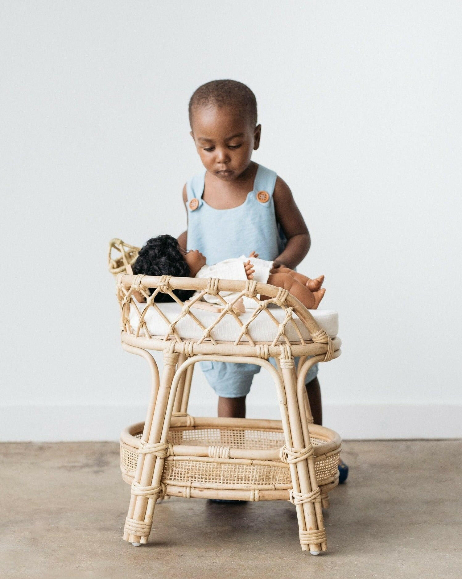 Aria Doll Rattan Changing Table Doll Furniture Ellie & Becks Co.