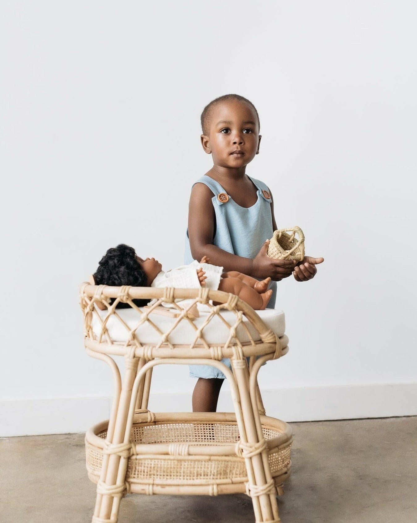 Aria Doll Rattan Changing Table Doll Furniture Ellie & Becks Co.