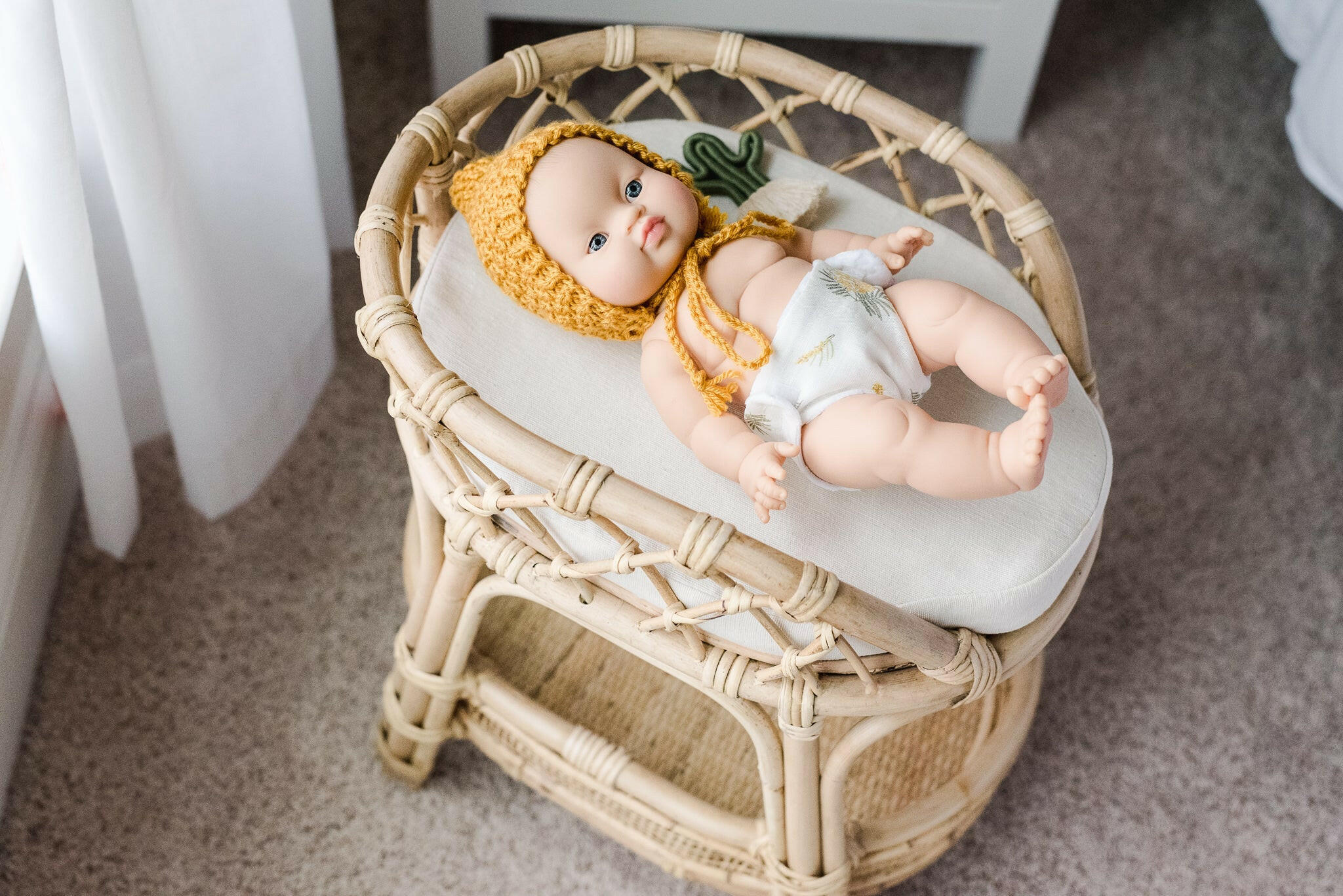 Aria Doll Rattan Changing Table Doll Furniture Ellie & Becks Co.