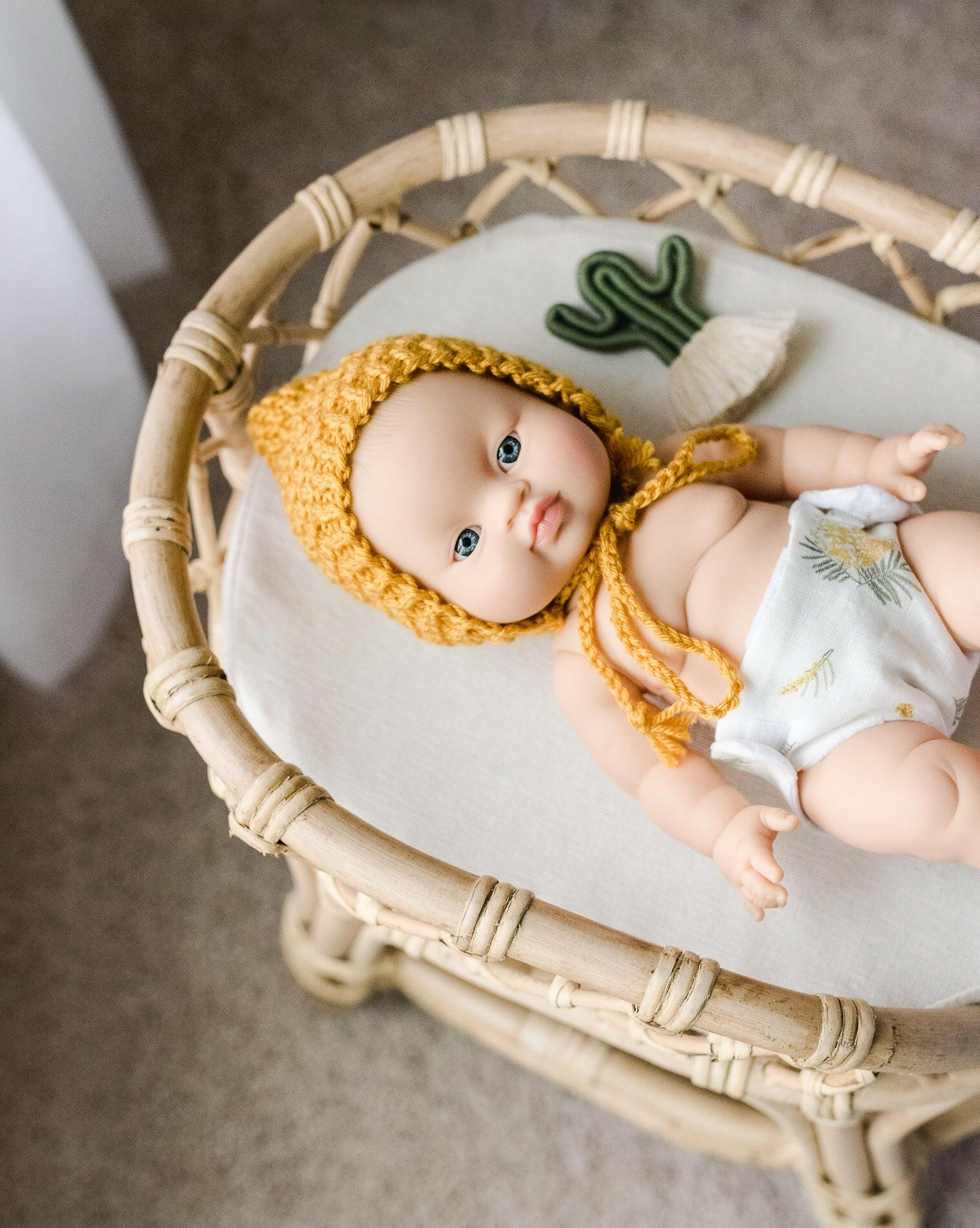 Aria Doll Rattan Changing Table Doll Furniture Ellie & Becks Co.