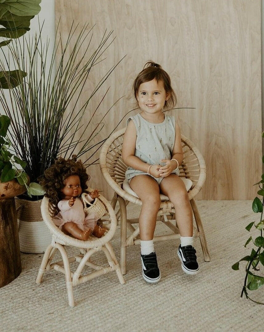 Rainbow Rattan Kids Chair - Natural Furniture Ellie & Becks Co.