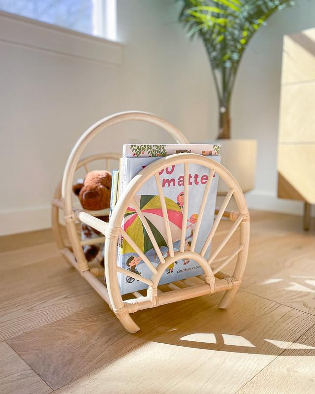 Sunshine Rattan Book Rack Organization Ellie & Becks Co.