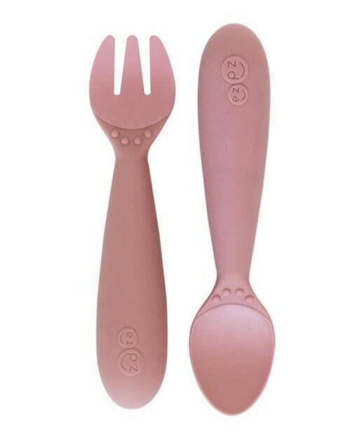 Mini Toddler Fork and Spoon Set Blush Feeding Ezpz