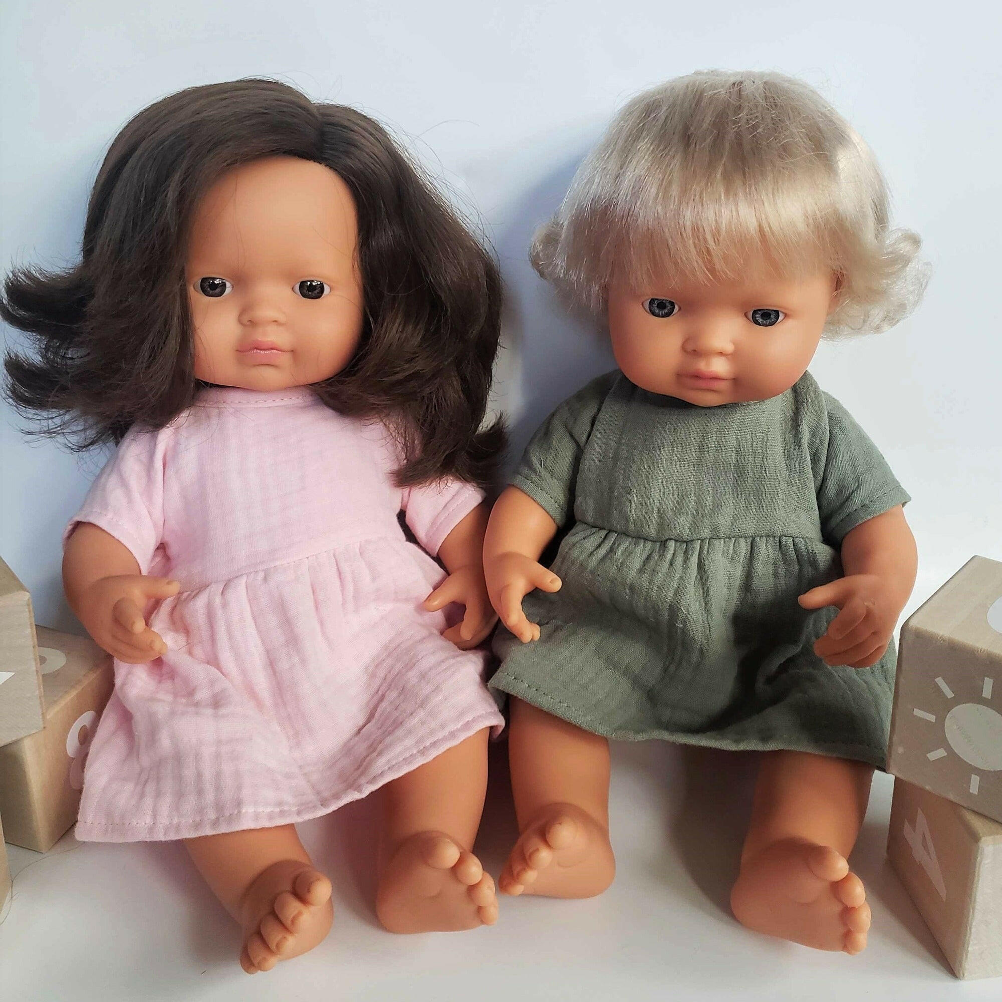 Faustine Cotton Dress in Pistachio Doll Clothing Minikane