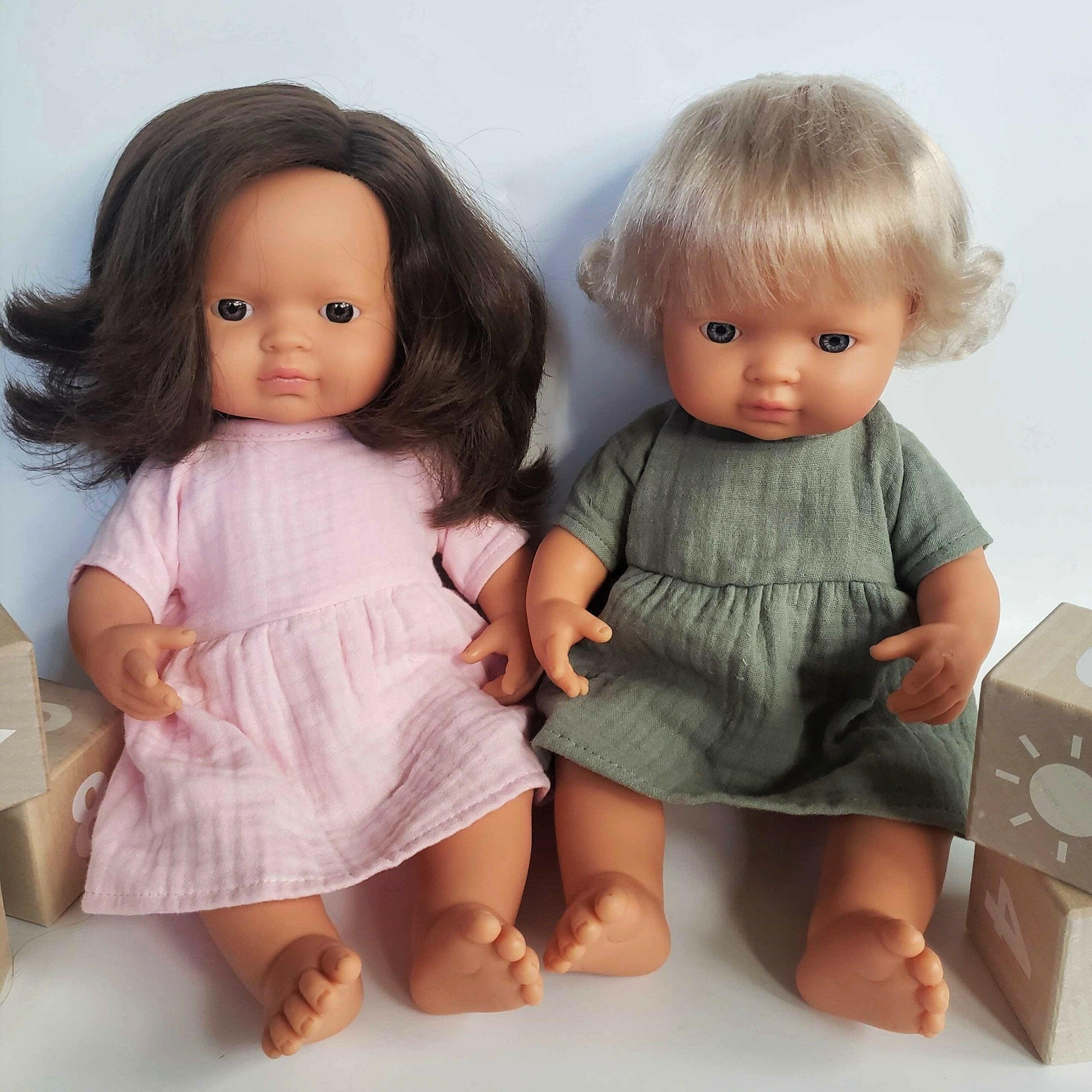 Faustine Cotton Dress in Dusty Pink Doll Clothing Minikane