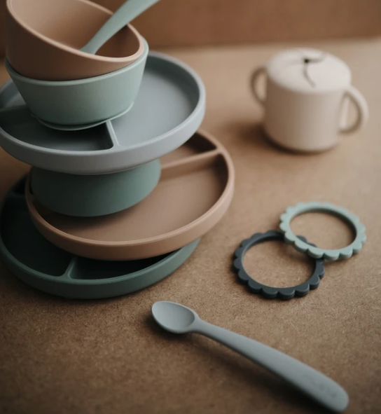 Silicone Feeding Spoons - Dried Thyme /Natural- 2 Pack feeding Mushie