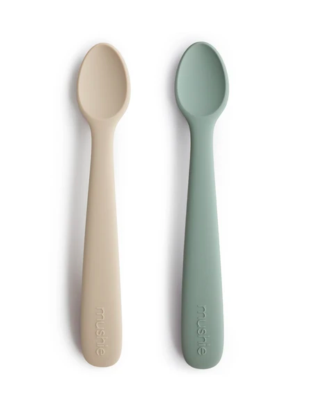Silicone Feeding Spoons - Cambridge Blue/Shifting Sand- 2 Pack feeding Mushie Cambridge Blue/ Shifting Sand