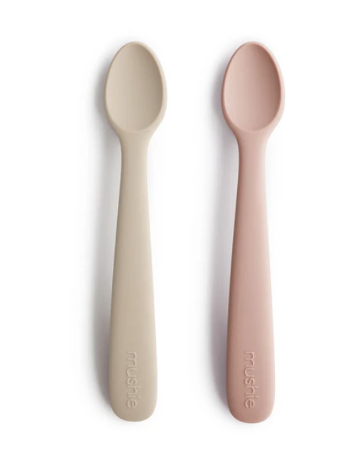 Mushie Silicone Feeding Spoons (2-Pack) Blush/Shifting Sand