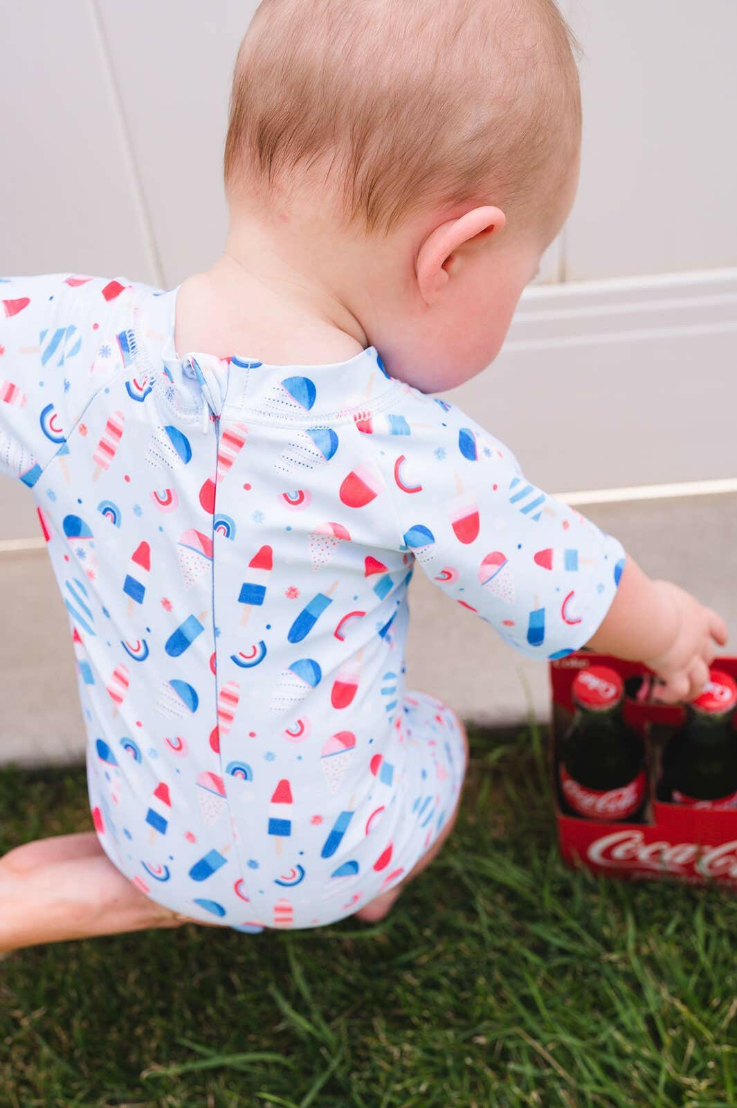 Baby Swim in Sweet Freedom, UPF 50 romper Ollie Jay