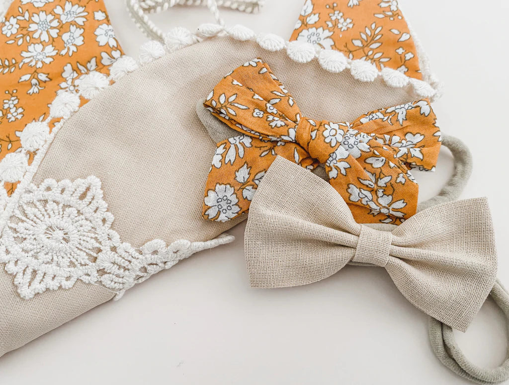 Reversible Floral Baby Bib and Headbands Set - Liberty of London Floral Bibs Little Wonder & Co.
