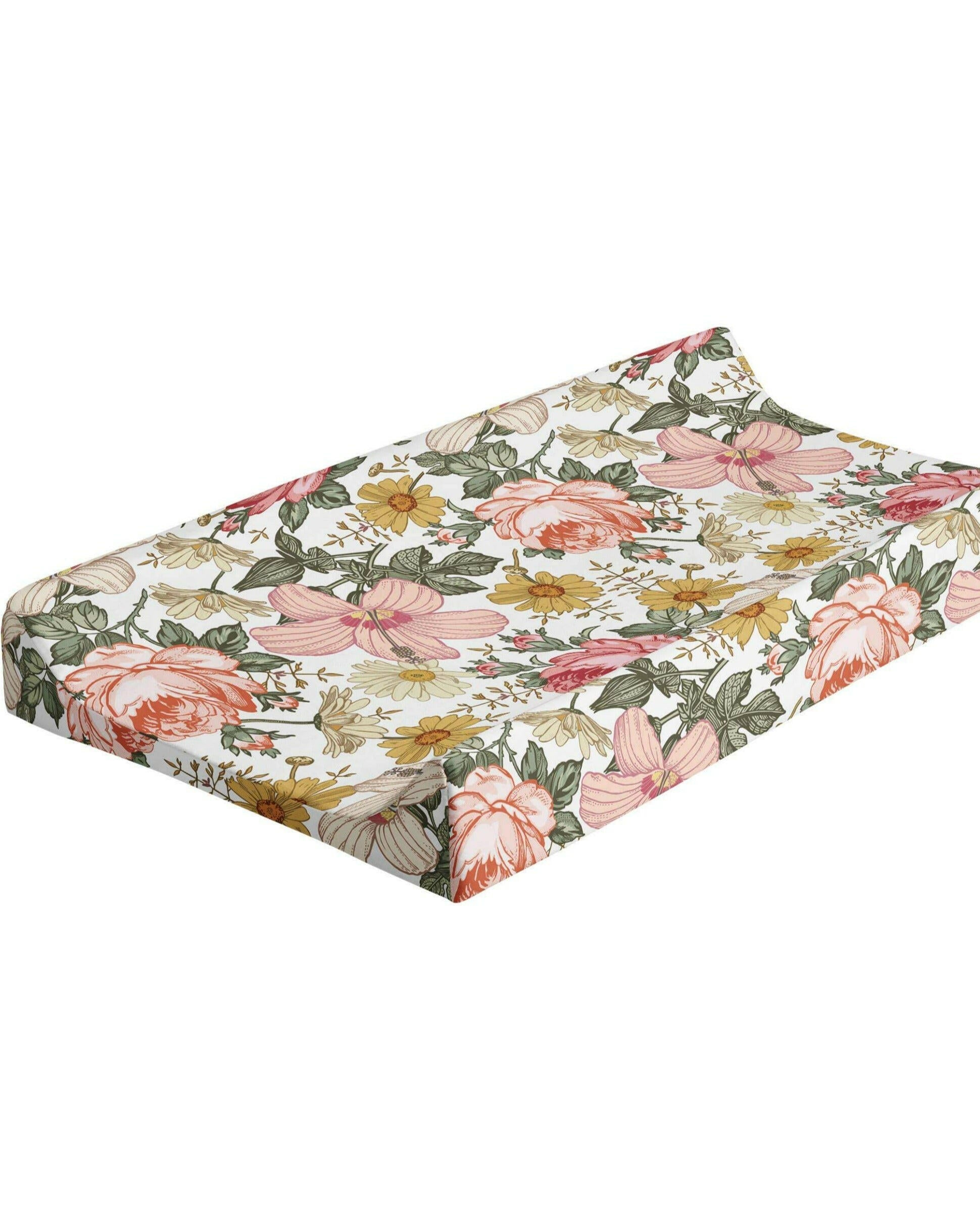 Changing Pad Cover - Vintage bright floral Baby Essentials JLIKA