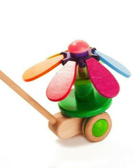 BAJO Wooden Flower Rainbow Push Toy Kids Toys Bajo