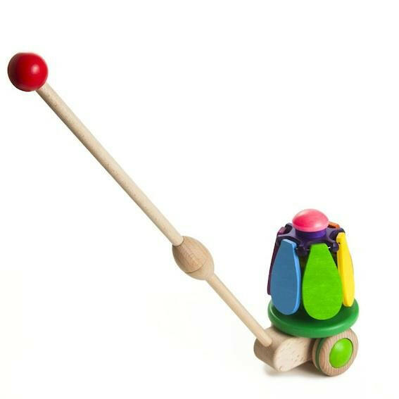BAJO Wooden Flower Rainbow Push Toy Kids Toys Bajo