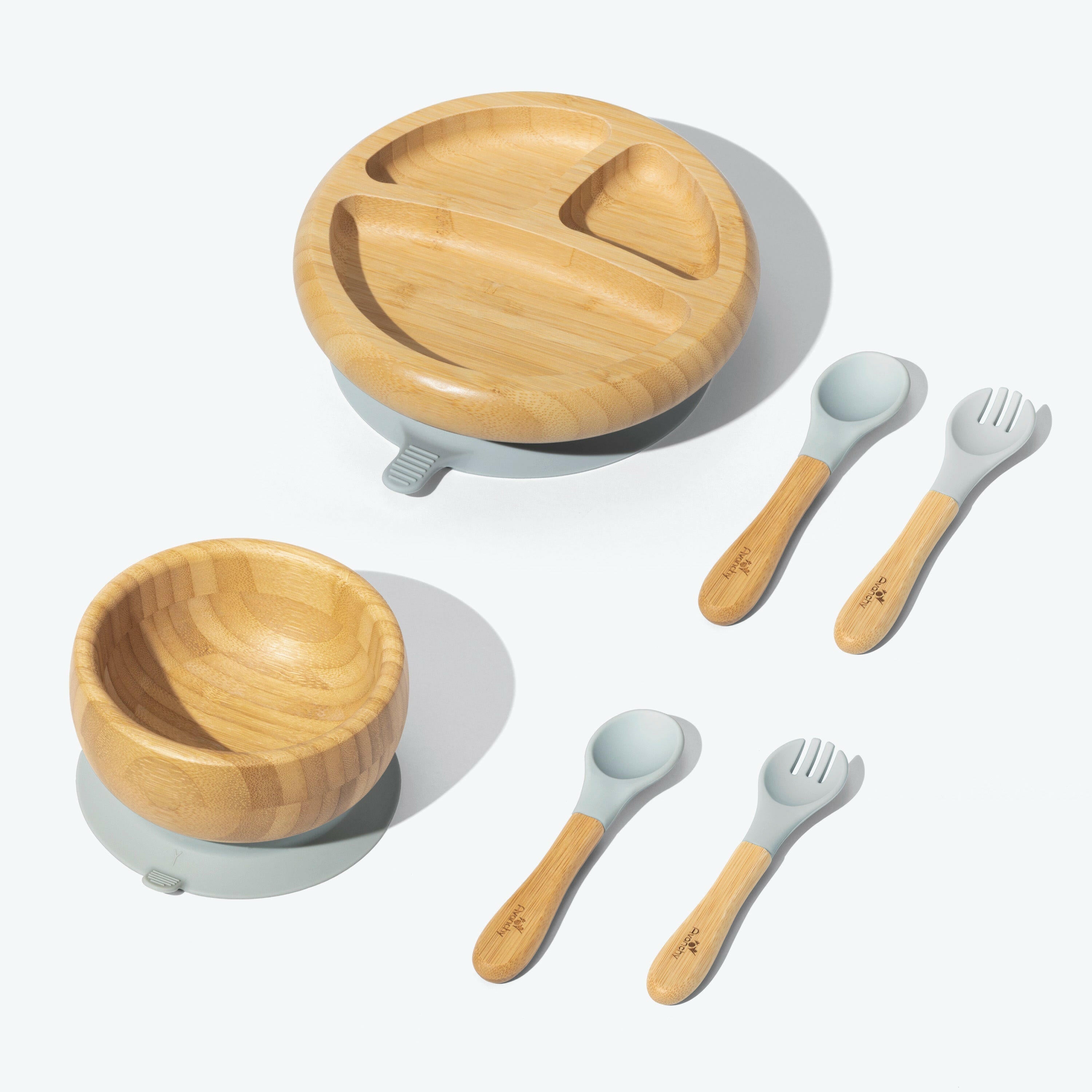 Avanchy Bamboo Starter Kits Nursing & Feeding Avanchy Sustainable Baby Dishware Forks Gray