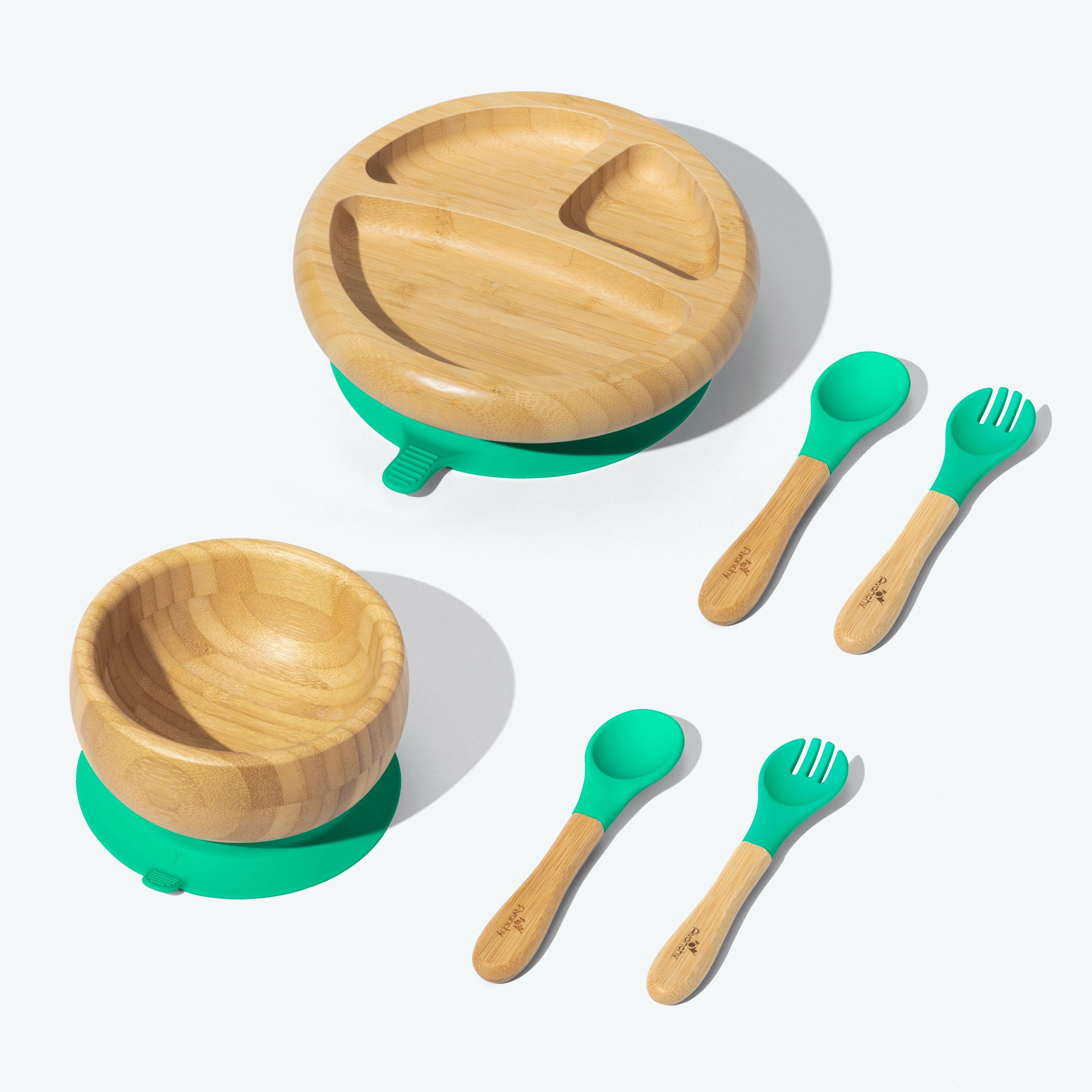 Avanchy Bamboo Starter Kits Nursing & Feeding Avanchy Sustainable Baby Dishware Forks Green