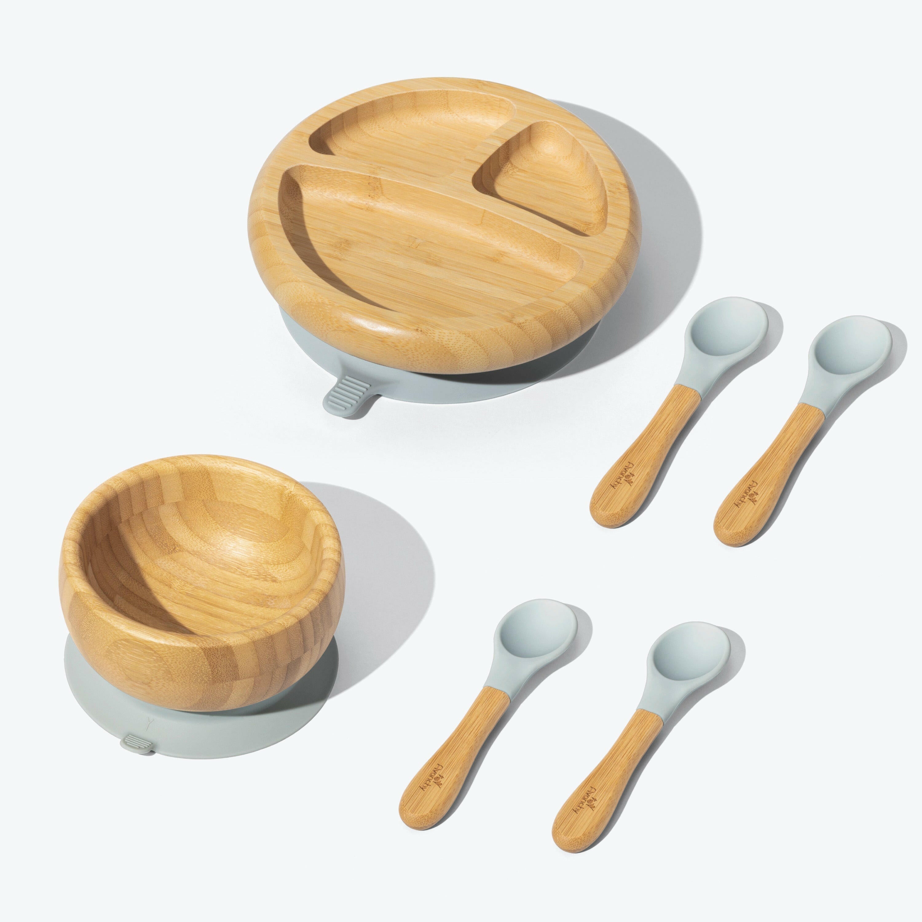 Avanchy Bamboo Starter Kits Nursing & Feeding Avanchy Sustainable Baby Dishware Spoons Gray