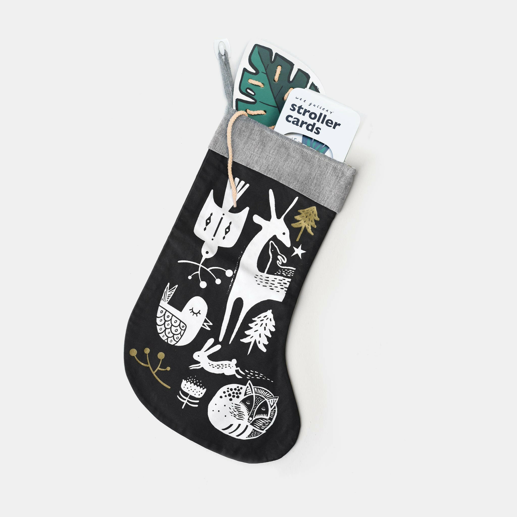 Winter Animals Stocking - White on Black Christmas Wee Gallery
