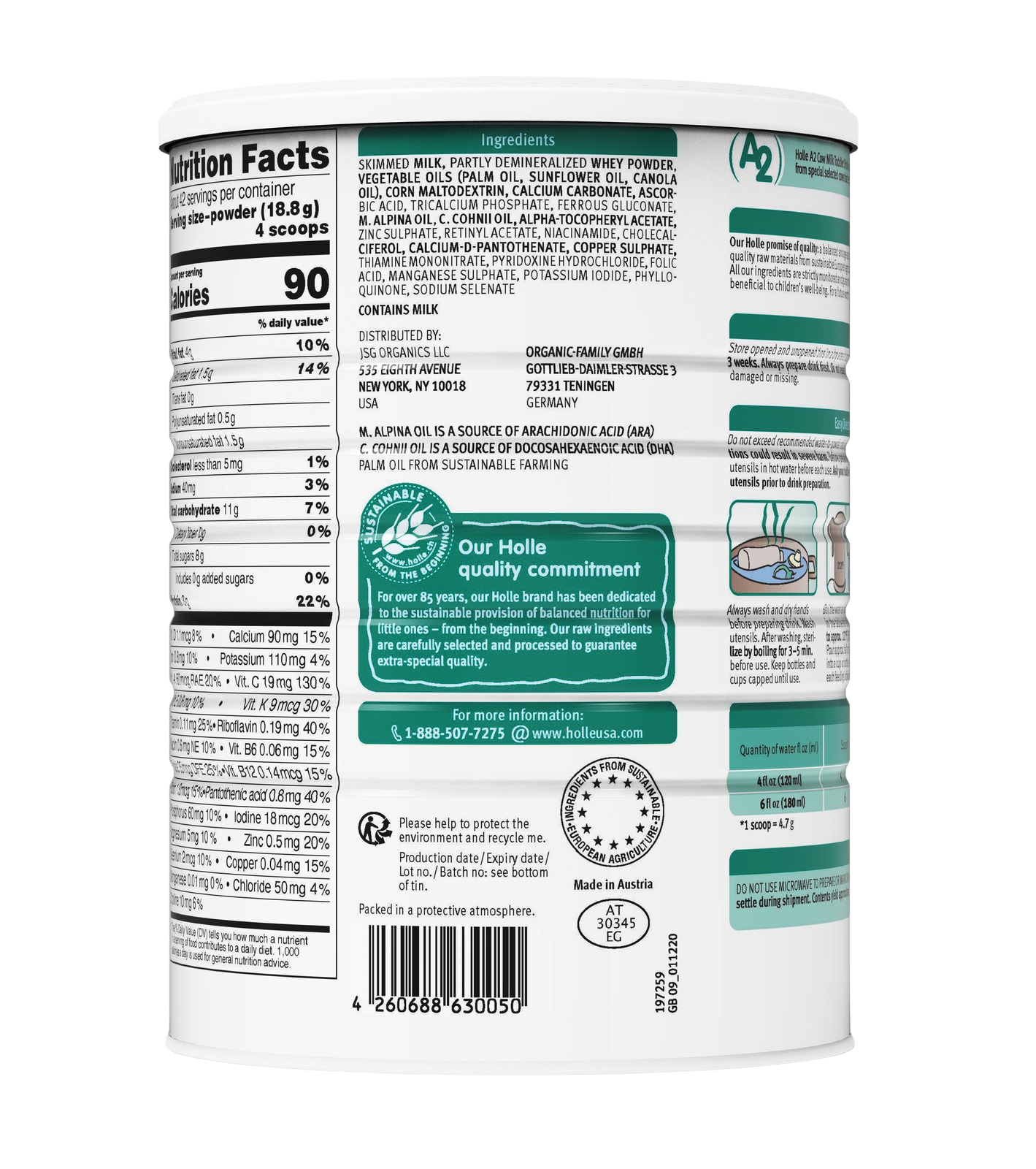 Holle Stage 3: (A2) Cow Milk Toddler Drink - Non GMO (28 Ounces) 1 Year+ Toddler Drink Powder Holle USA