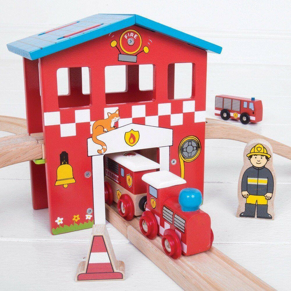 Fire Station Train Set by Bigjigs Toys US Bigjigs Toys US