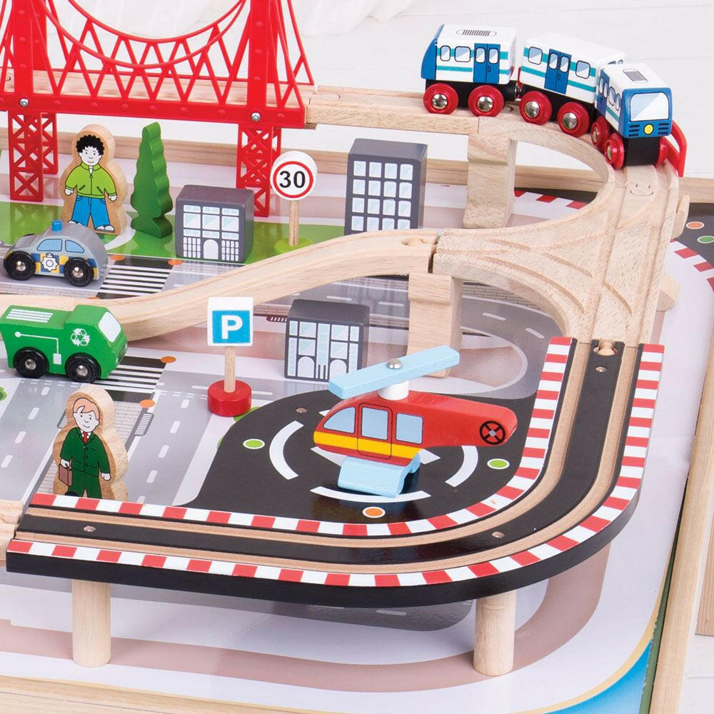 City Train Set and Table by Bigjigs Toys US Bigjigs Toys US