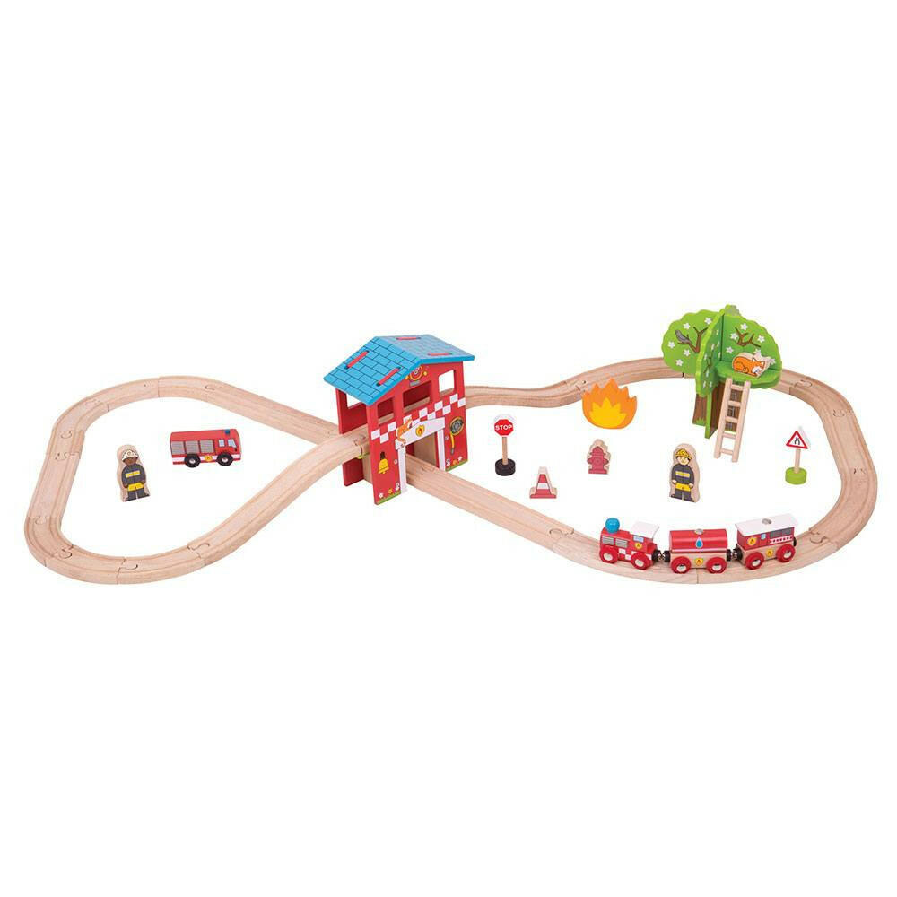 Fire Station Train Set by Bigjigs Toys US Bigjigs Toys US