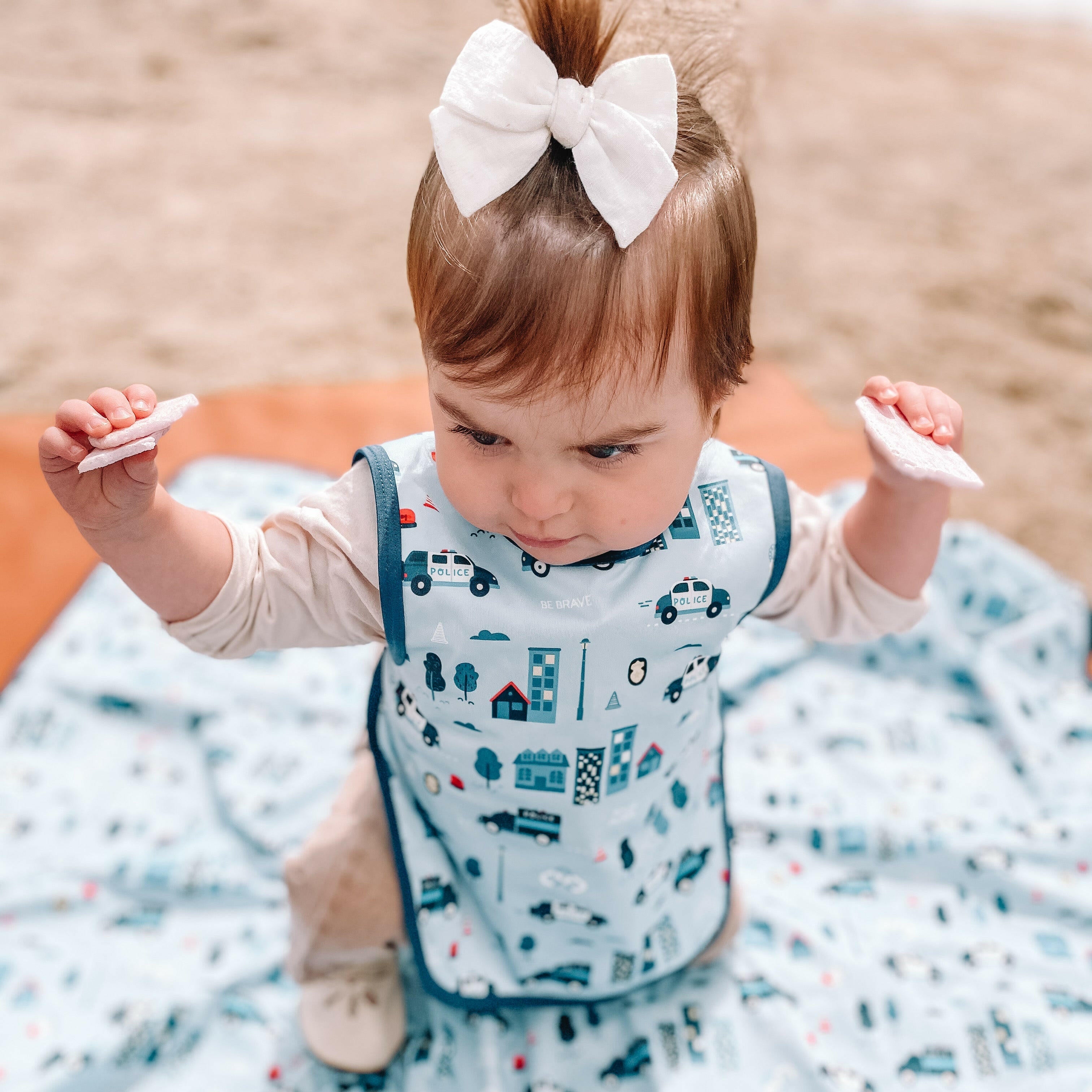 Be Brave - Police Patrol Splash Mat - A Waterproof Catch-All for Highchair Spills and More! BapronBaby