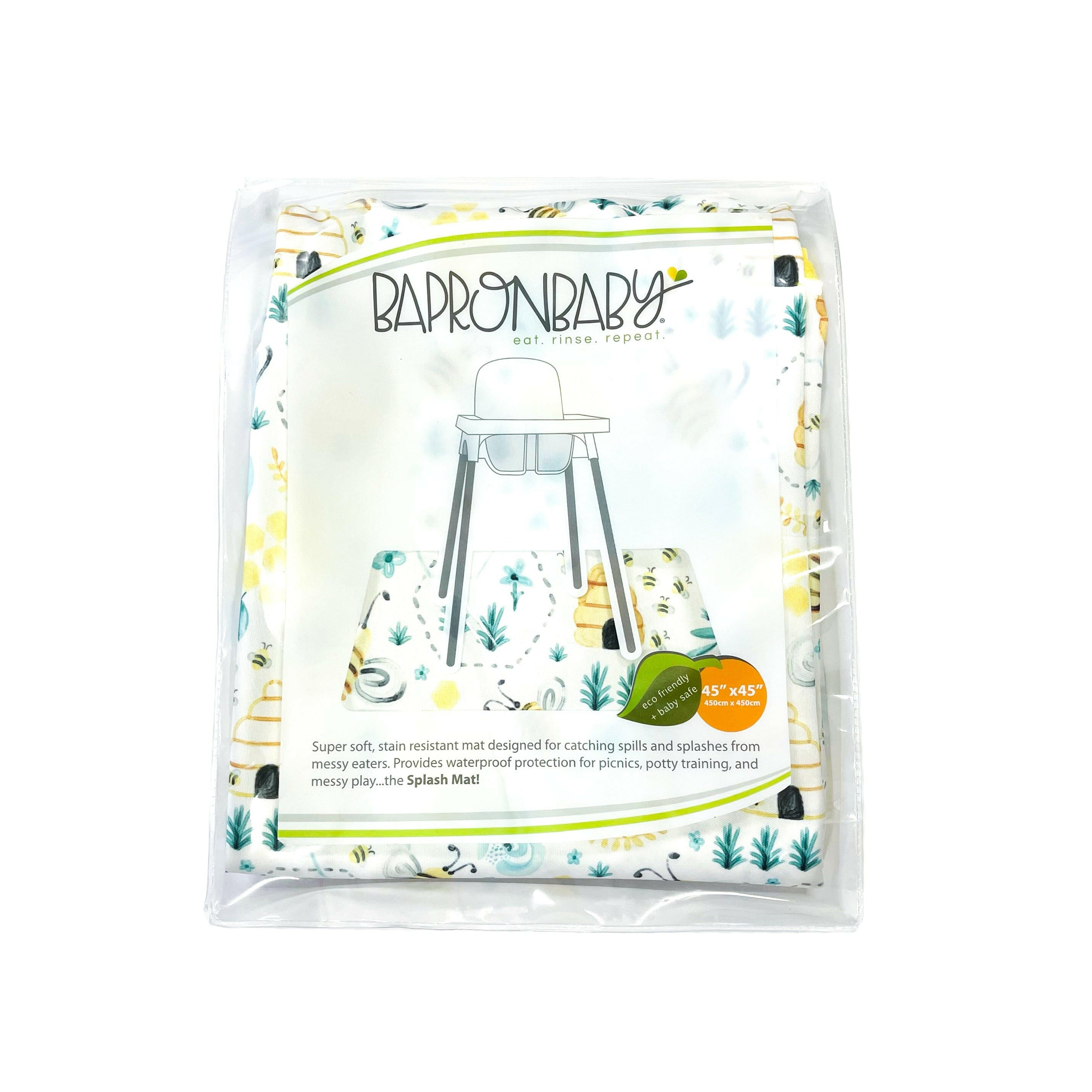 Busy Bees Splash Mat - A Waterproof Catch-All for Highchair Spills and More! BapronBaby