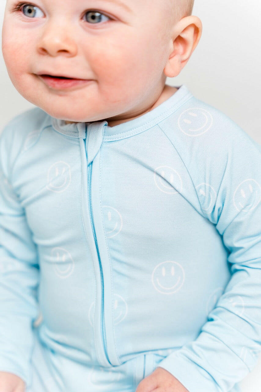 Ocean Blue Smiley Zipper Romper Baby & Toddler In my Jammers