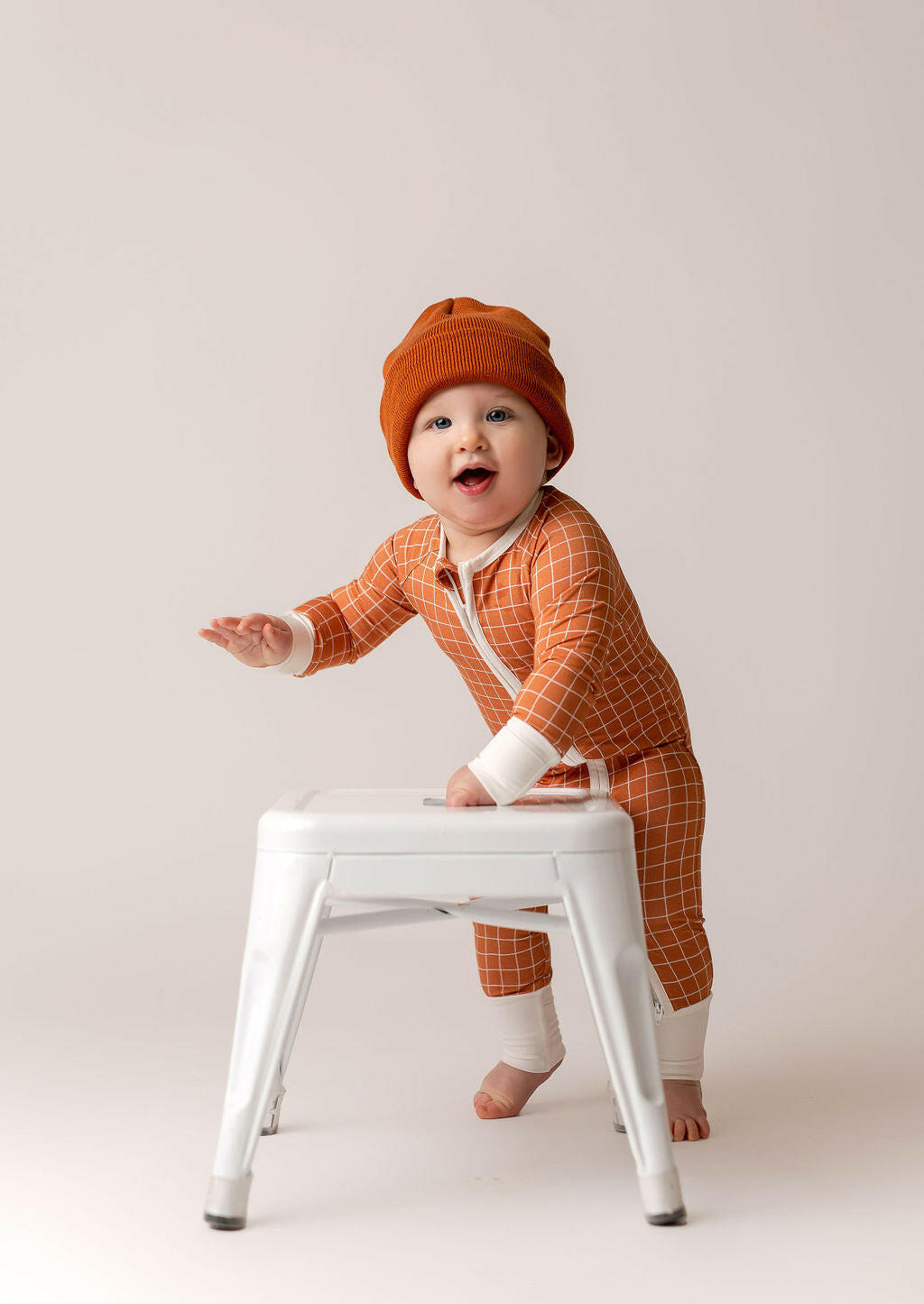 Rust Grid Zipper Romper - Jammers x Karrie Locher Baby & Toddler In my Jammers
