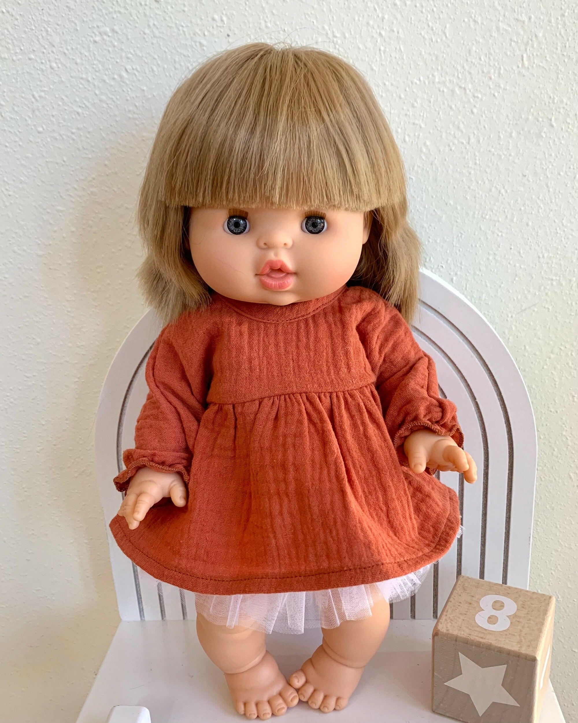 Long Sleeve Gauze Dress Little Wonder & Co Terracotta