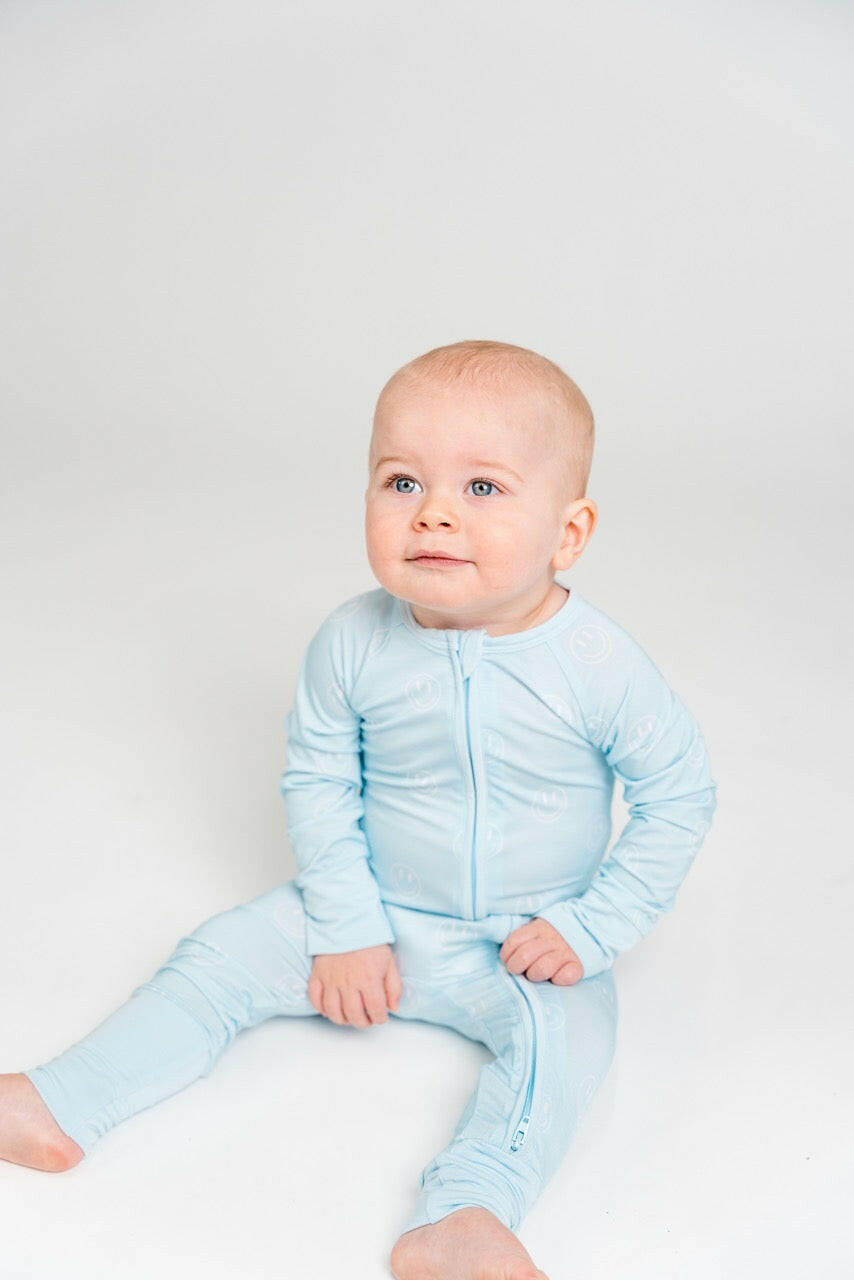 Ocean Blue Smiley Zipper Romper Baby & Toddler In my Jammers