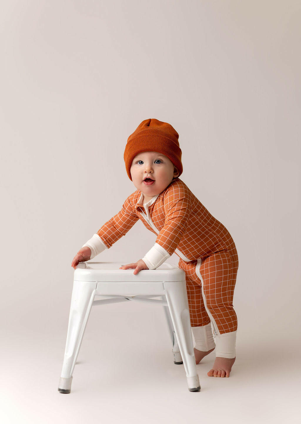 Rust Grid Zipper Romper - Jammers x Karrie Locher Baby & Toddler In my Jammers